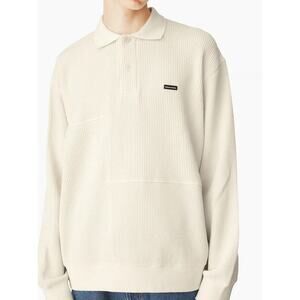 thisneverthat Waffle Knit Polo Cream Collared Thermal‎ Shirt Men’s - Size XL